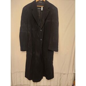 Chaps Ralph Lauren Overcoat Mens 48L Black Cashmere Lined Single Breasted